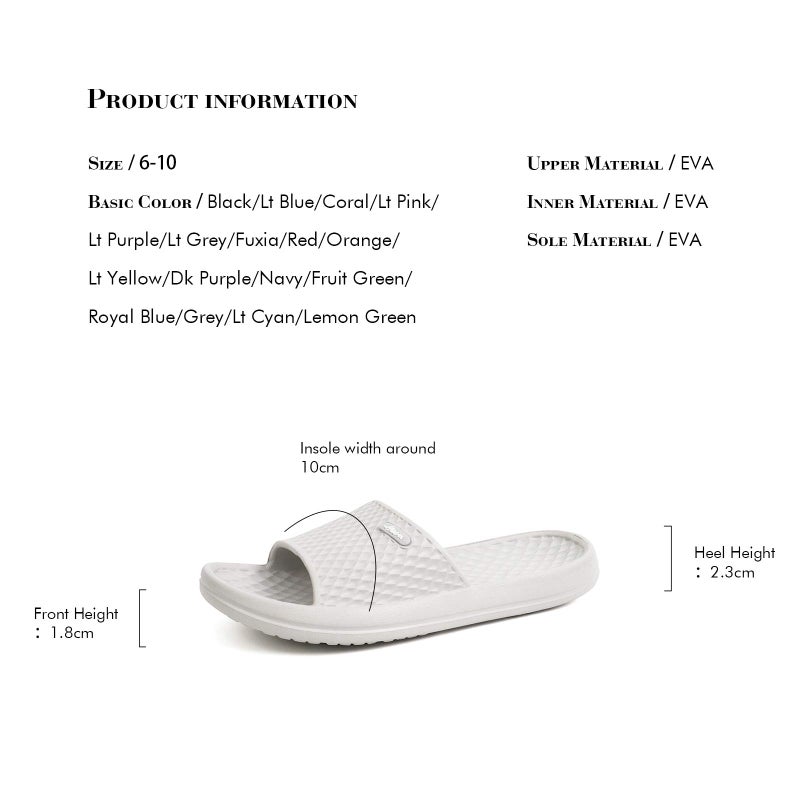 FUNKYMONKEY Womens Bathroom Shower Slippers Indoor Home Beach Non Slip Sandal (9 M US, Lt Grey) - Image 5